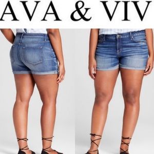 Ava Viv Midi Shorts Sz 26 Jean Denim 